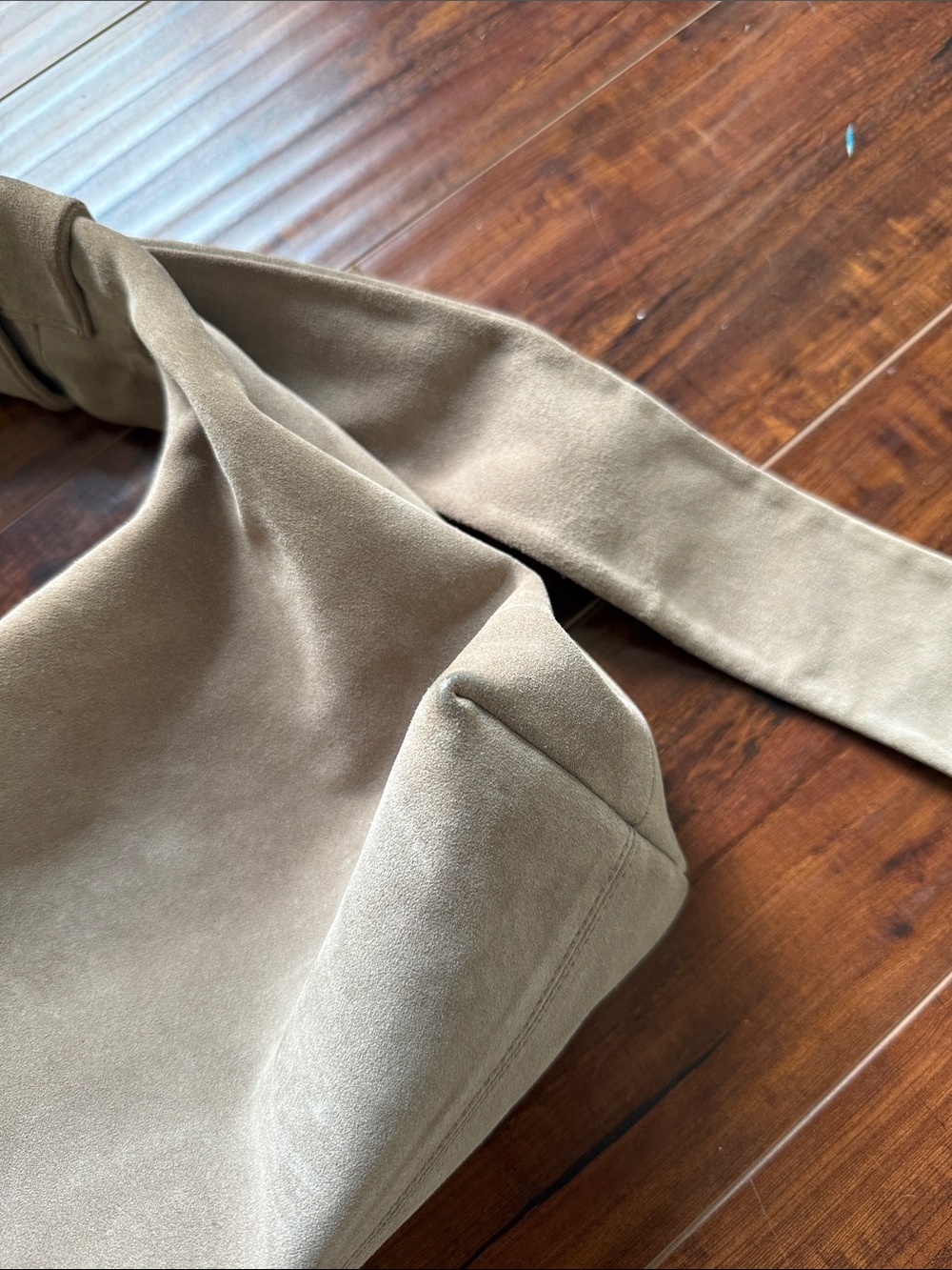 Grace Taupe Knot-Handle Suede Shoulder Bag - Picture 5 of 7